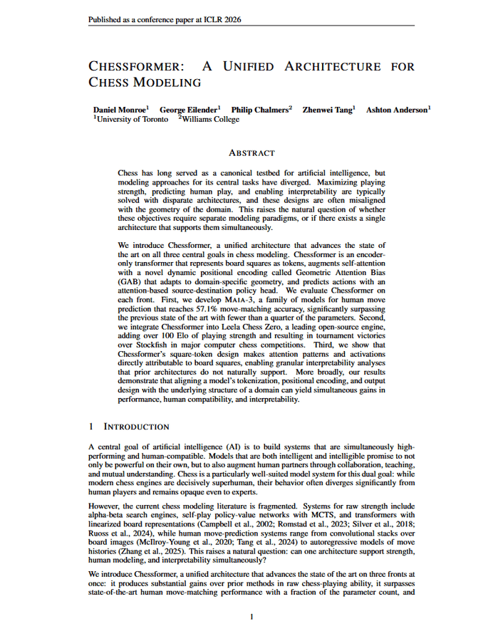 Chessformer: A Unified Architecture for Chess Modeling paper preview